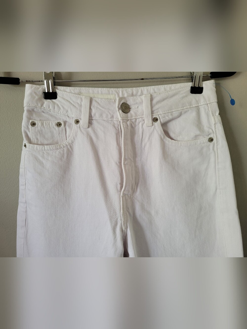 Zara White Denim Mom Jeans 100% Cotton High Waist Straight Leg 2/XS - Picture 4 of 16